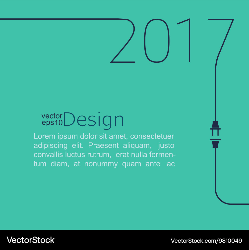New year 2017 with plug and socket Vector Image
