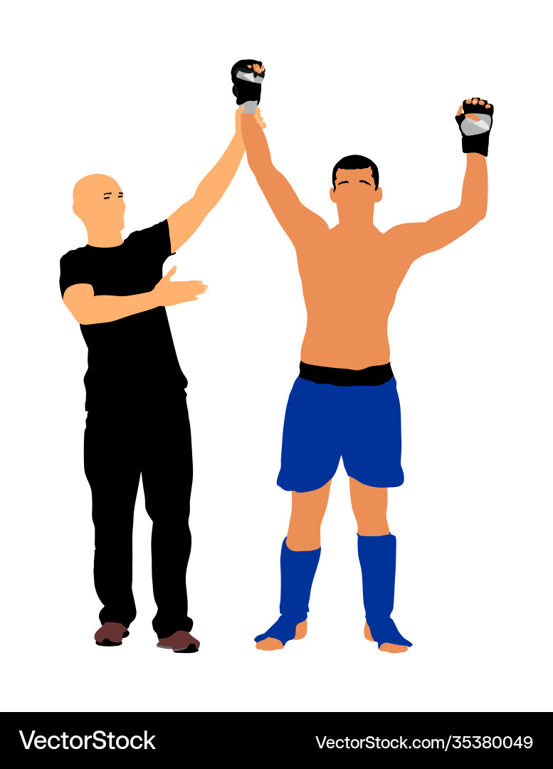 Referee declares winner match after battle Referee declares winner match after battle vector image