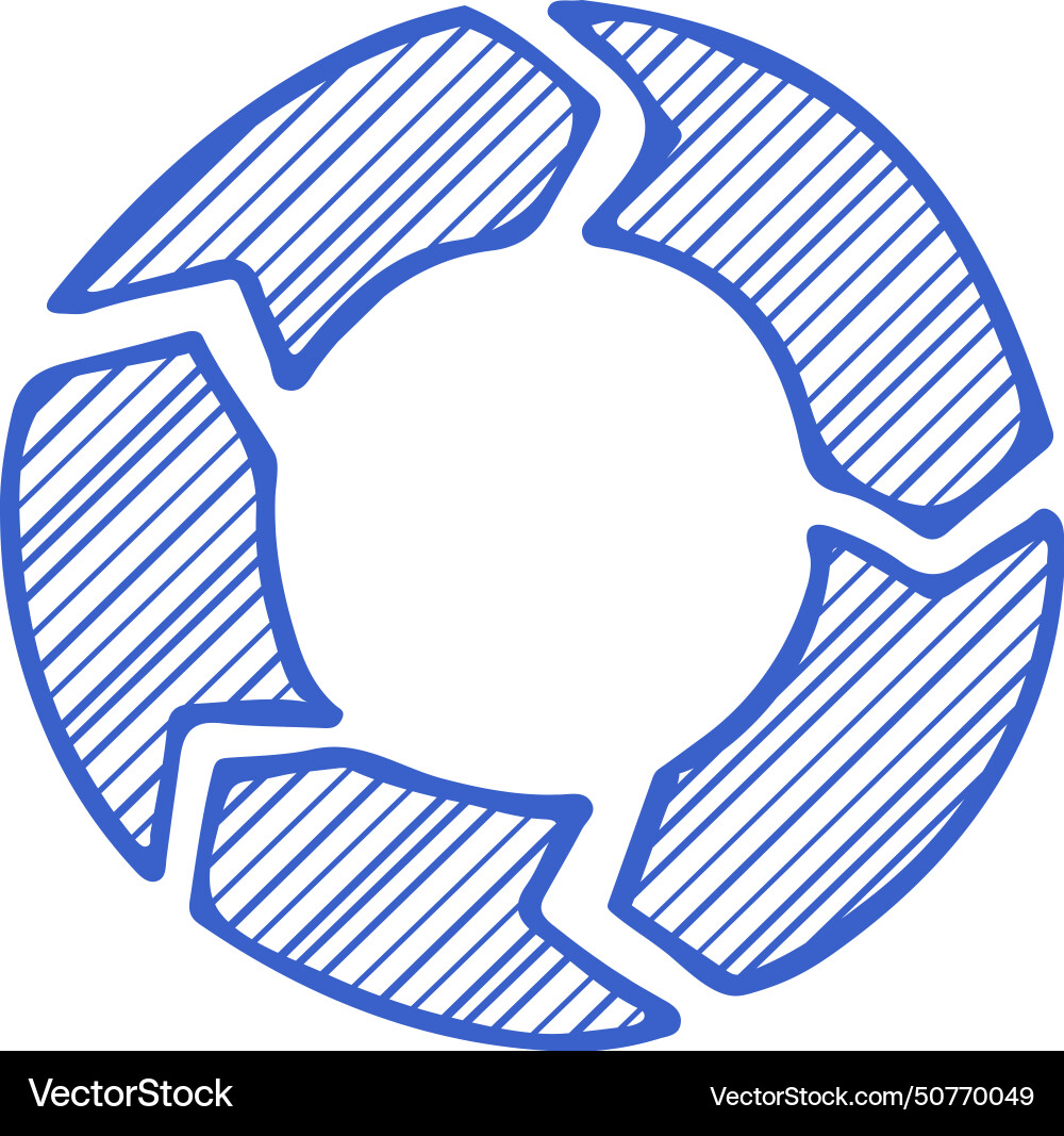Round rotating arrow motion doodle loop diagram Round rotating arrow motion doodle loop diagram vector image
