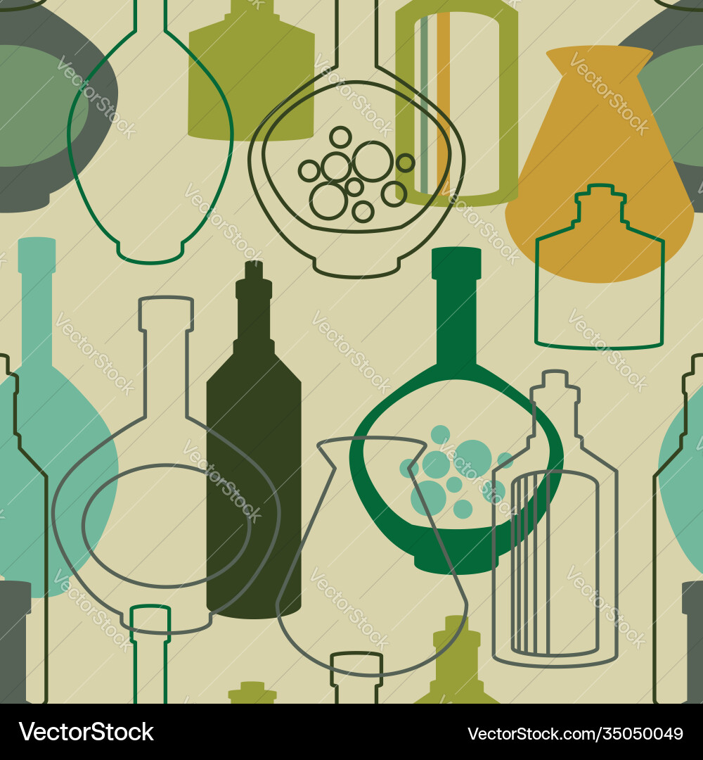 Seamless pattern with bottles and kettles vector image