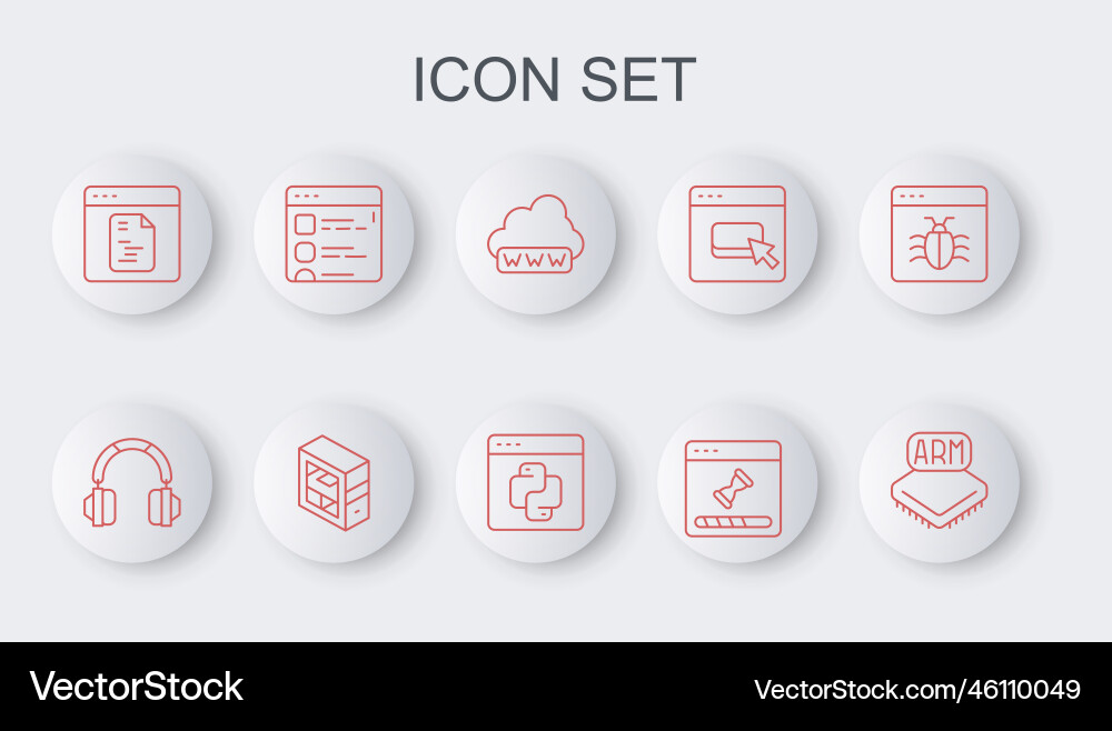 Set line processor headphones web development Set line processor headphones web development vector image