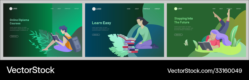 Set web page design templates with relaxed Set web page design templates with relaxed Vector Image