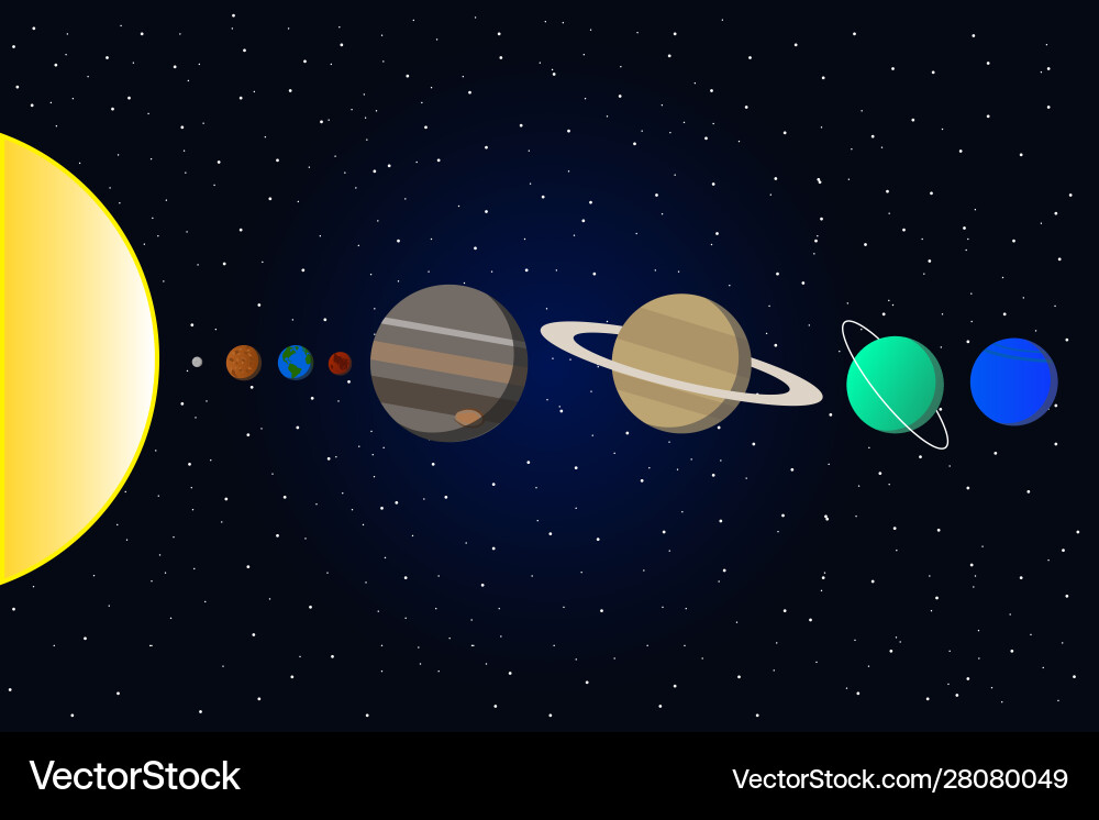Solar system with planets and sun Royalty Free Vector Image