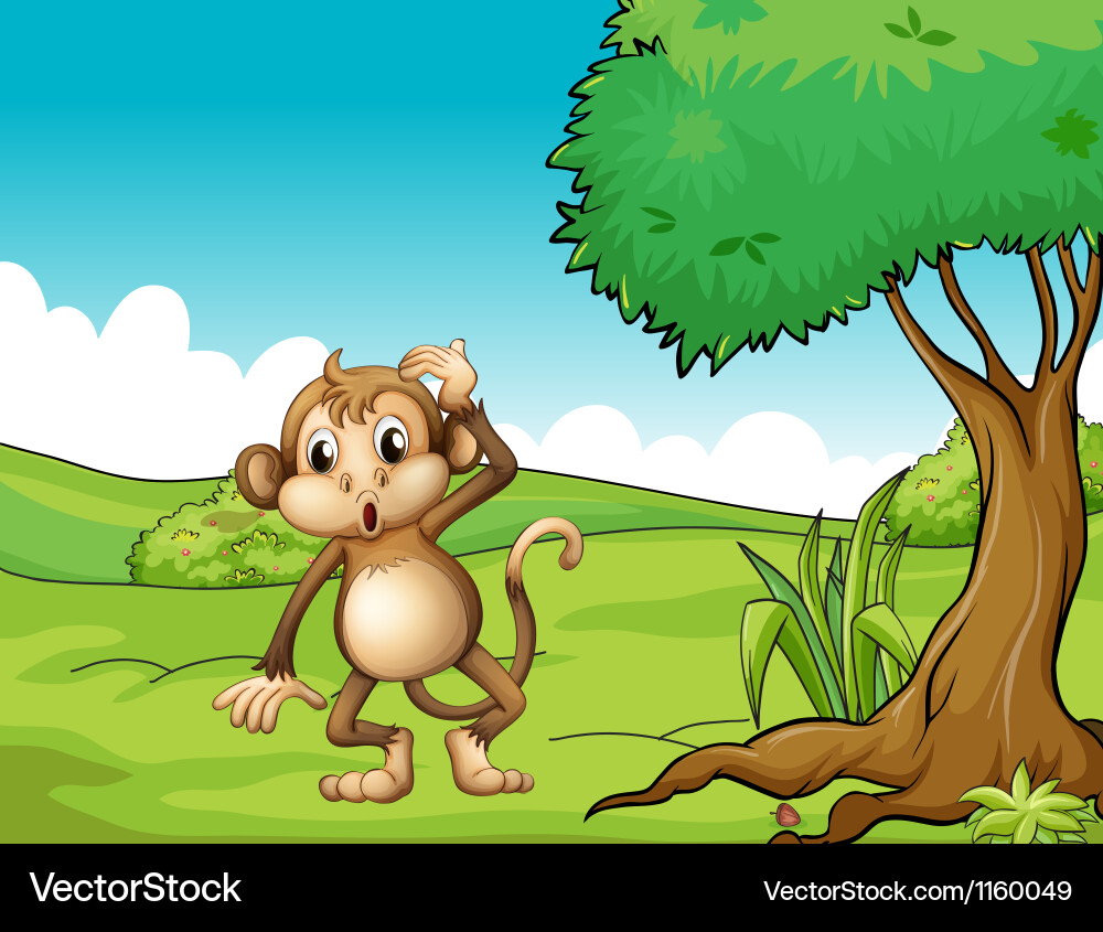 Tired Monkey in a Natural Setting Vector Image