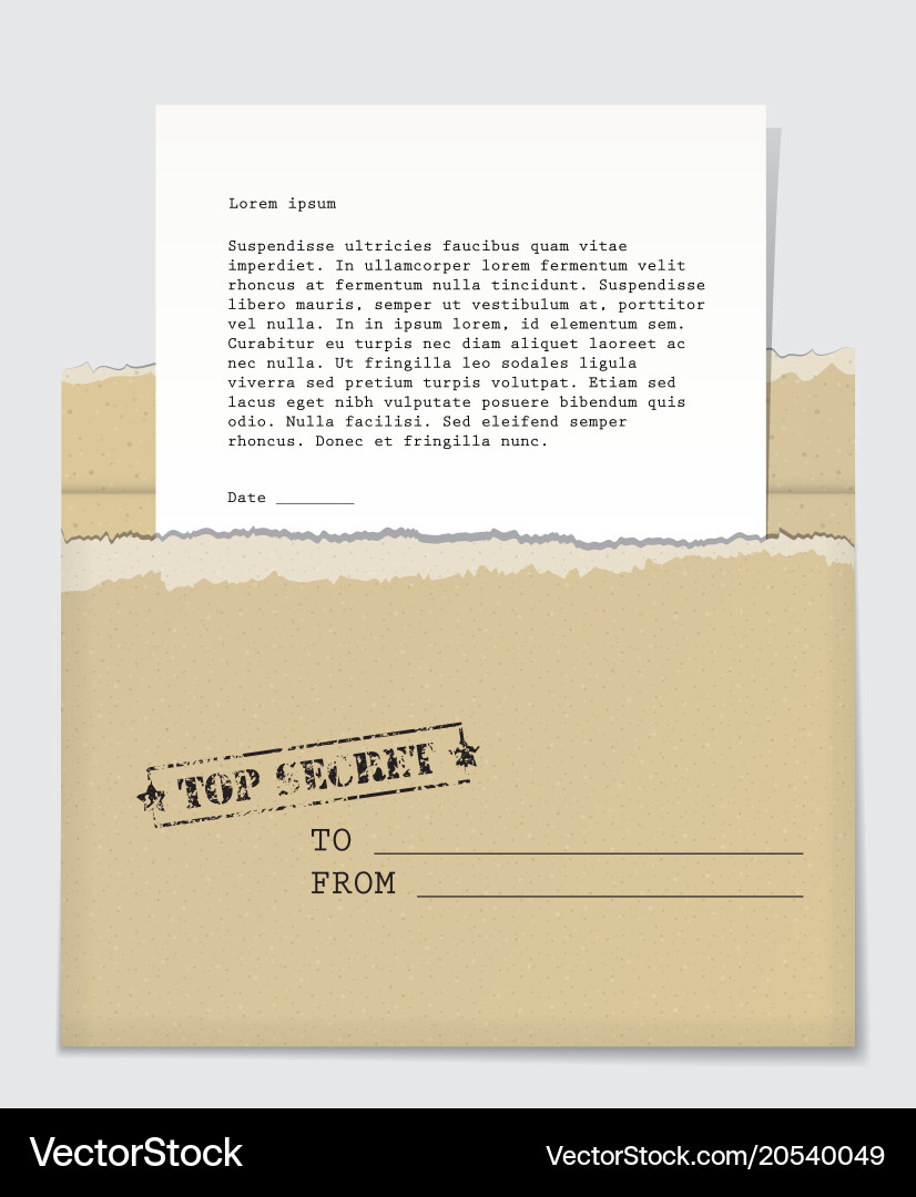 Top Secret Letter Envelope Vector Image