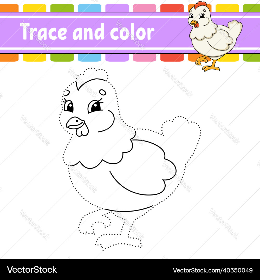Trace and color coloring page for kids Royalty Free Vector