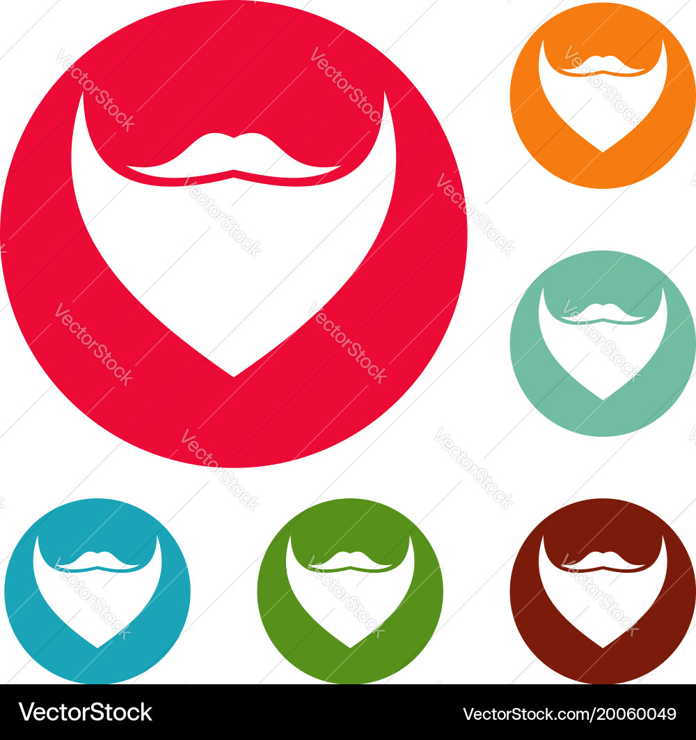 Triangular beard icons circle set Vector Image