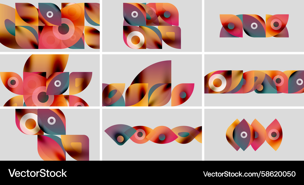 Abstract colorful shapes overlap creating dynamic Vector Image