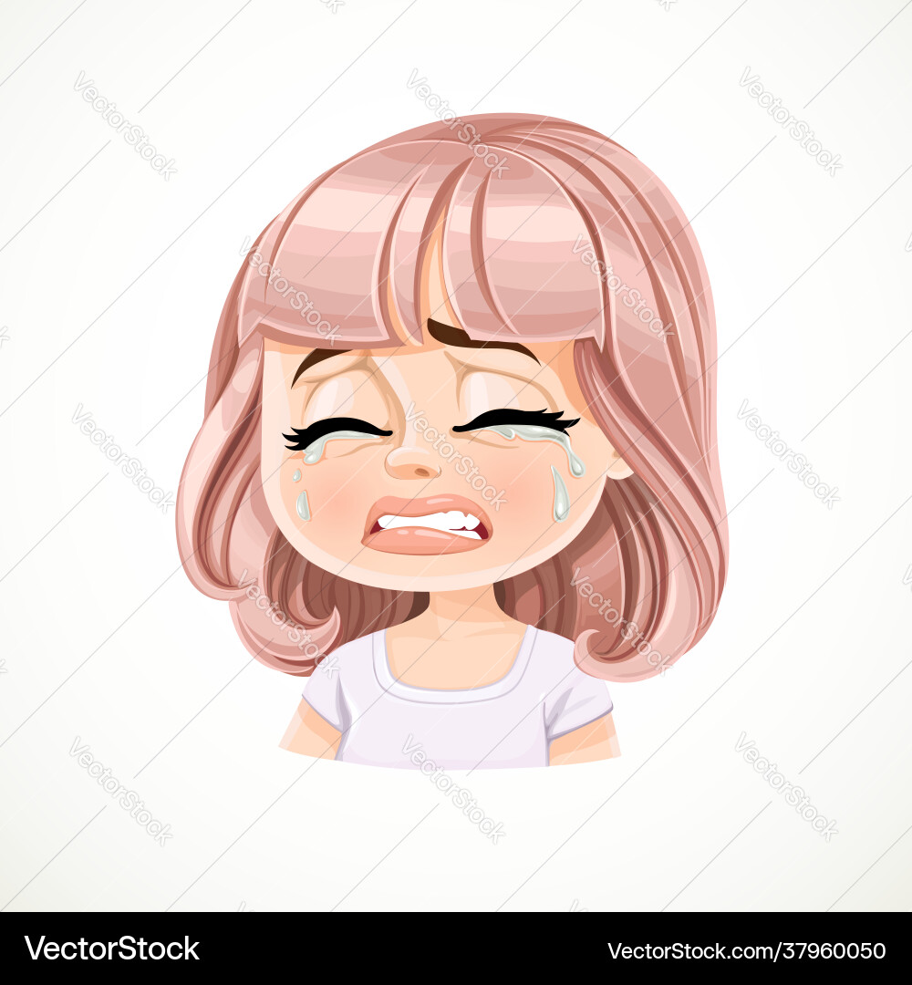 Beautiful inconsolably crying cartoon girl vector image