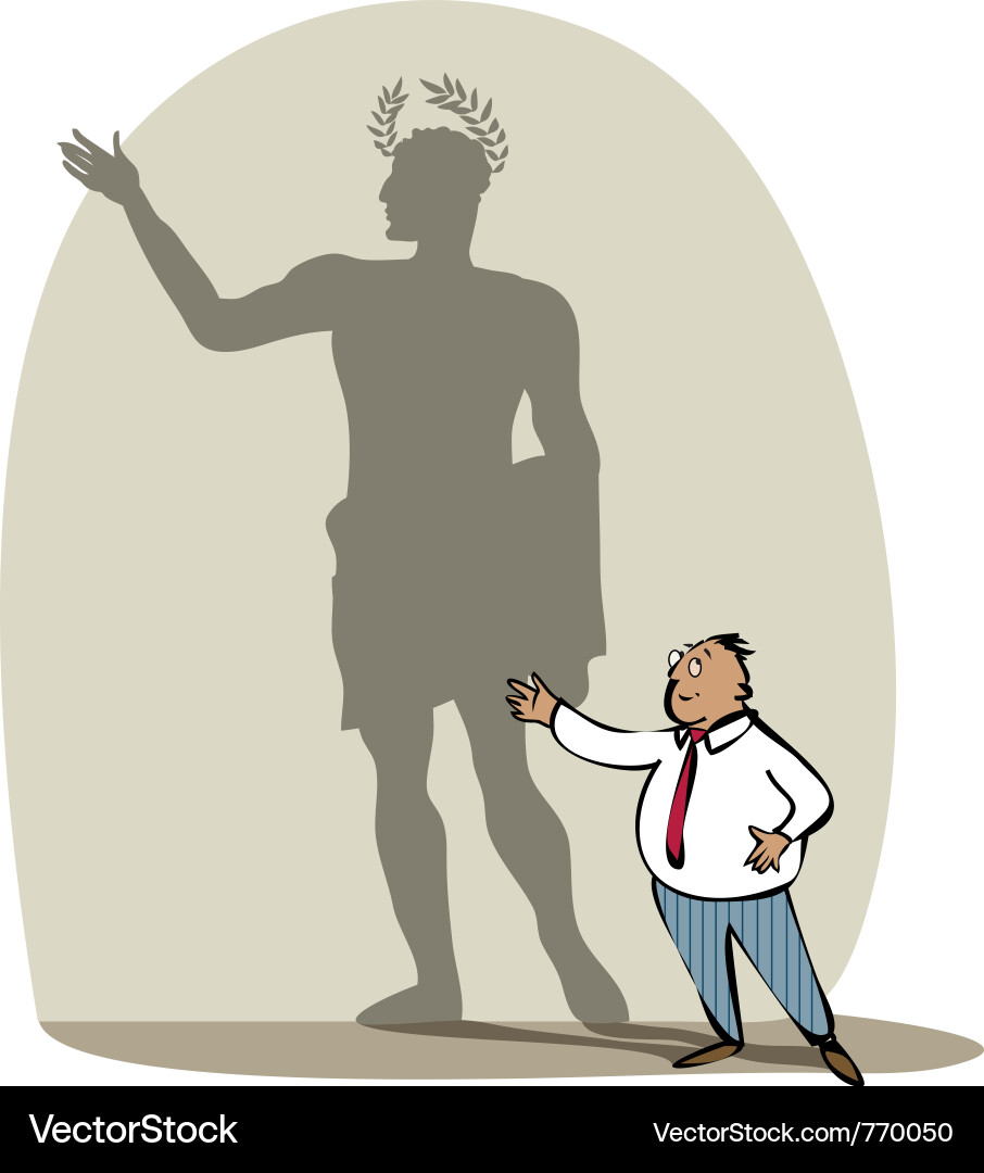 Businessman and his shadow Royalty Free Vector Image