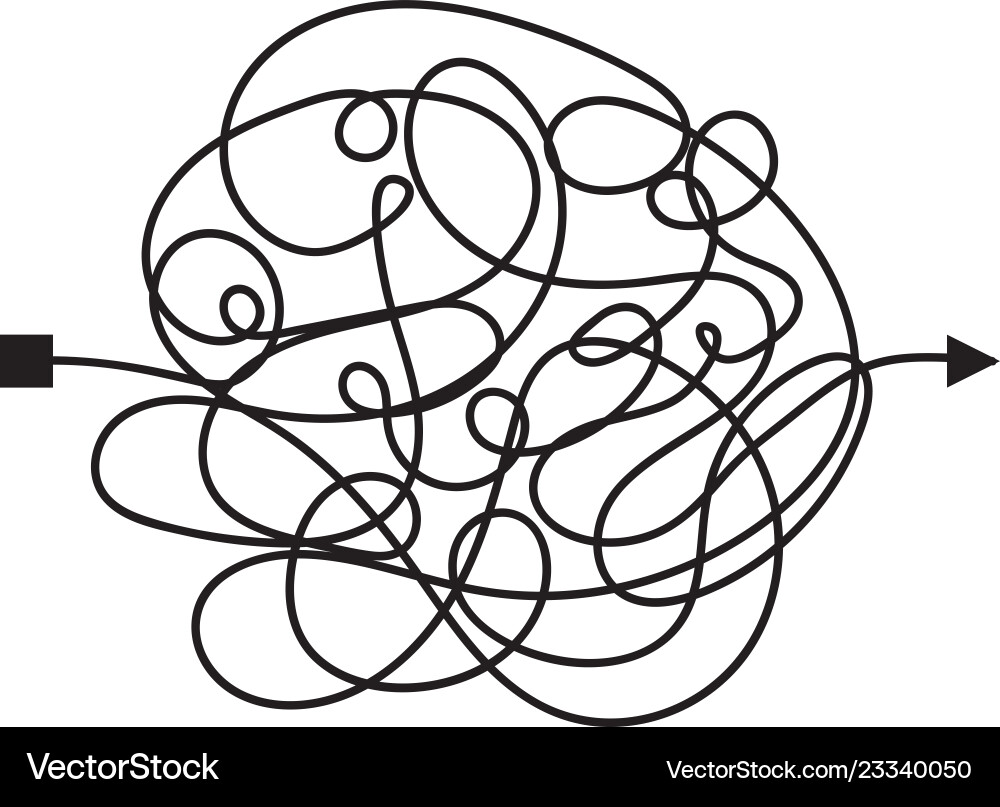 Confused complicated way as chaos or problem Confused complicated way as chaos or problem vector image