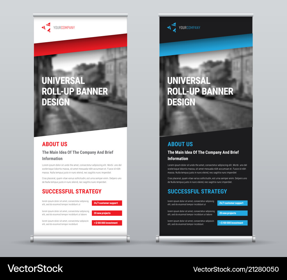 Diagonal Roll-Up Banner - Black & White vector image