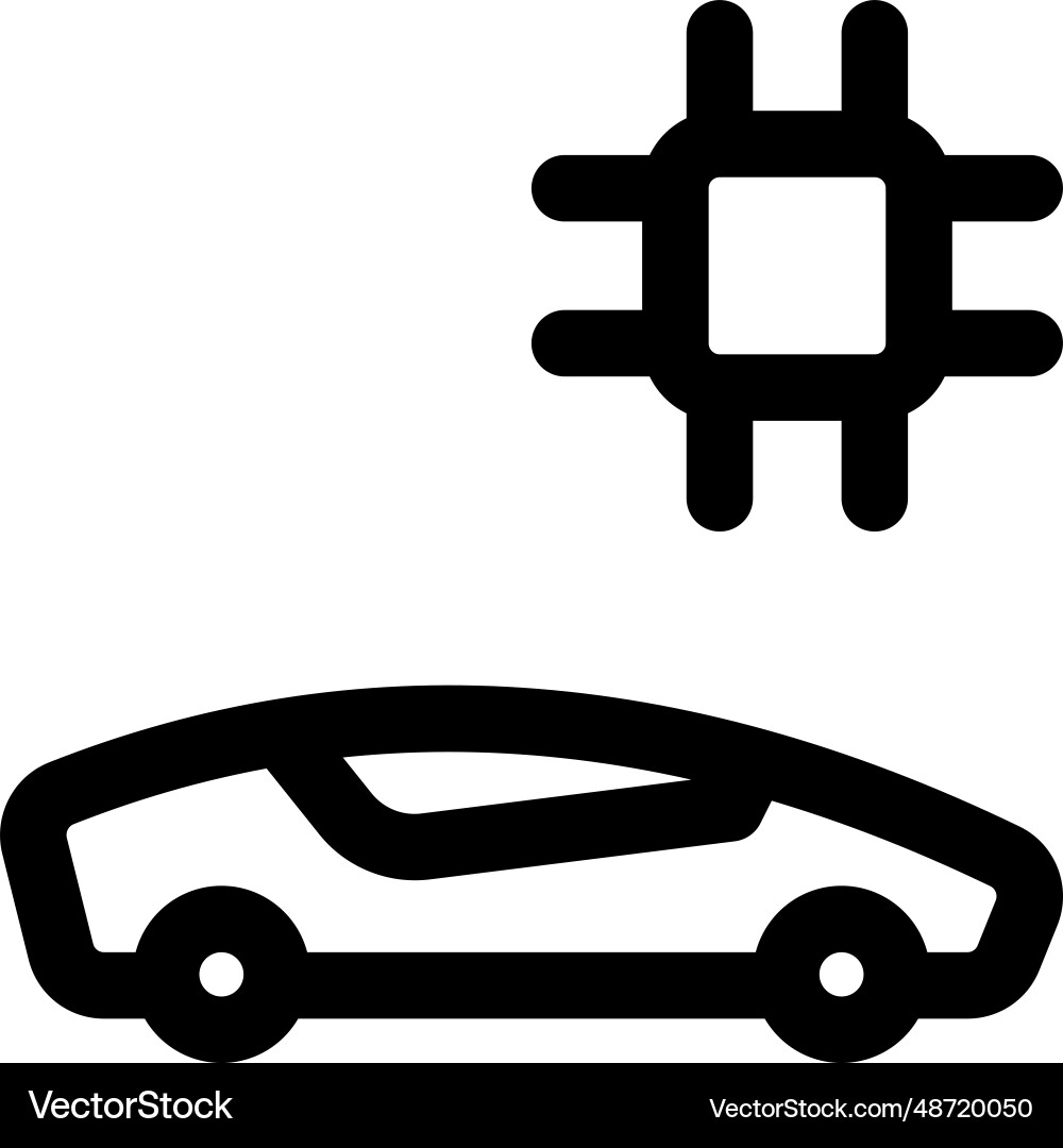 Ev car with microchip embedded isolated on white vector image