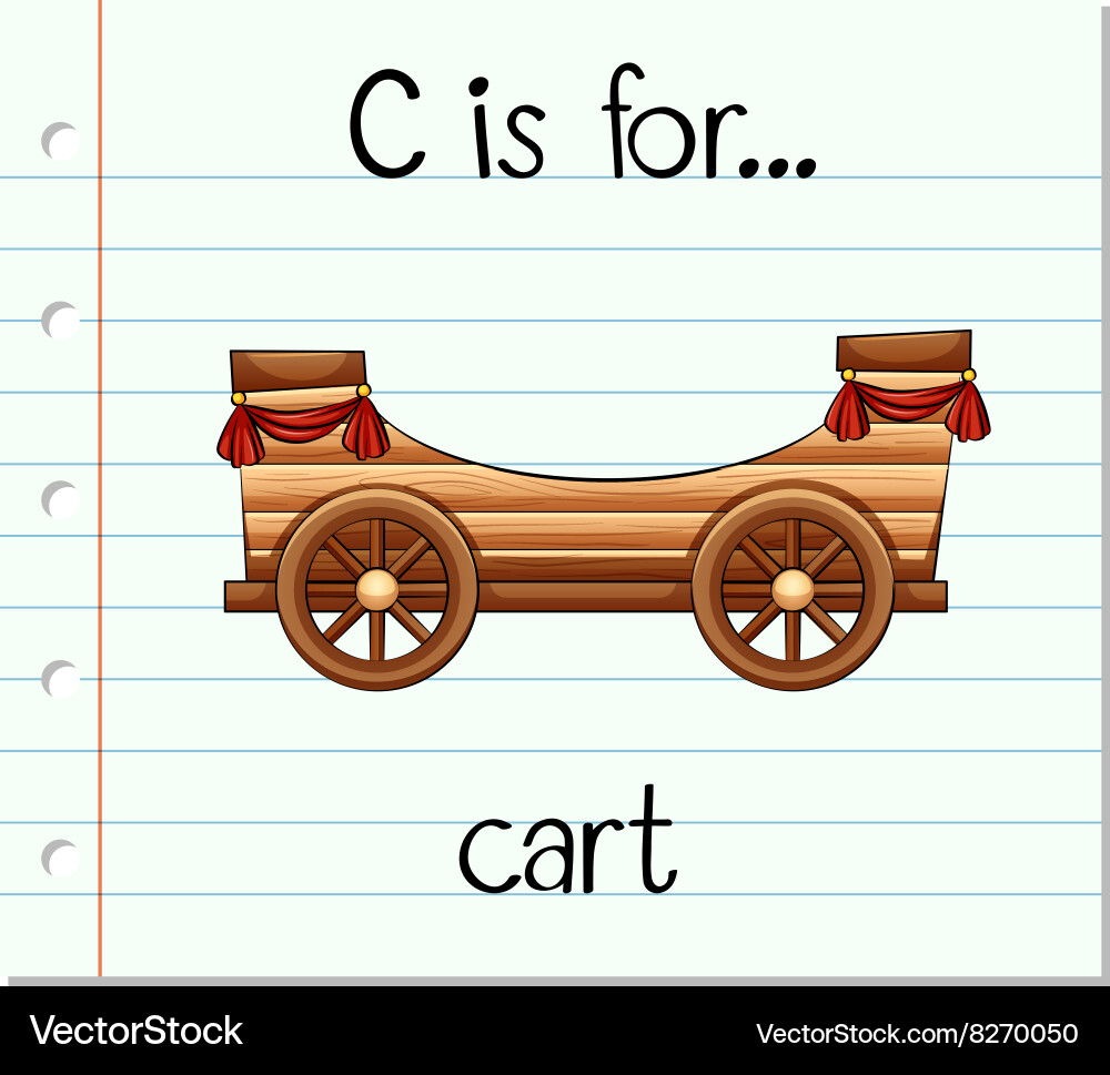 Flashcard alphabet c is for cart vector image