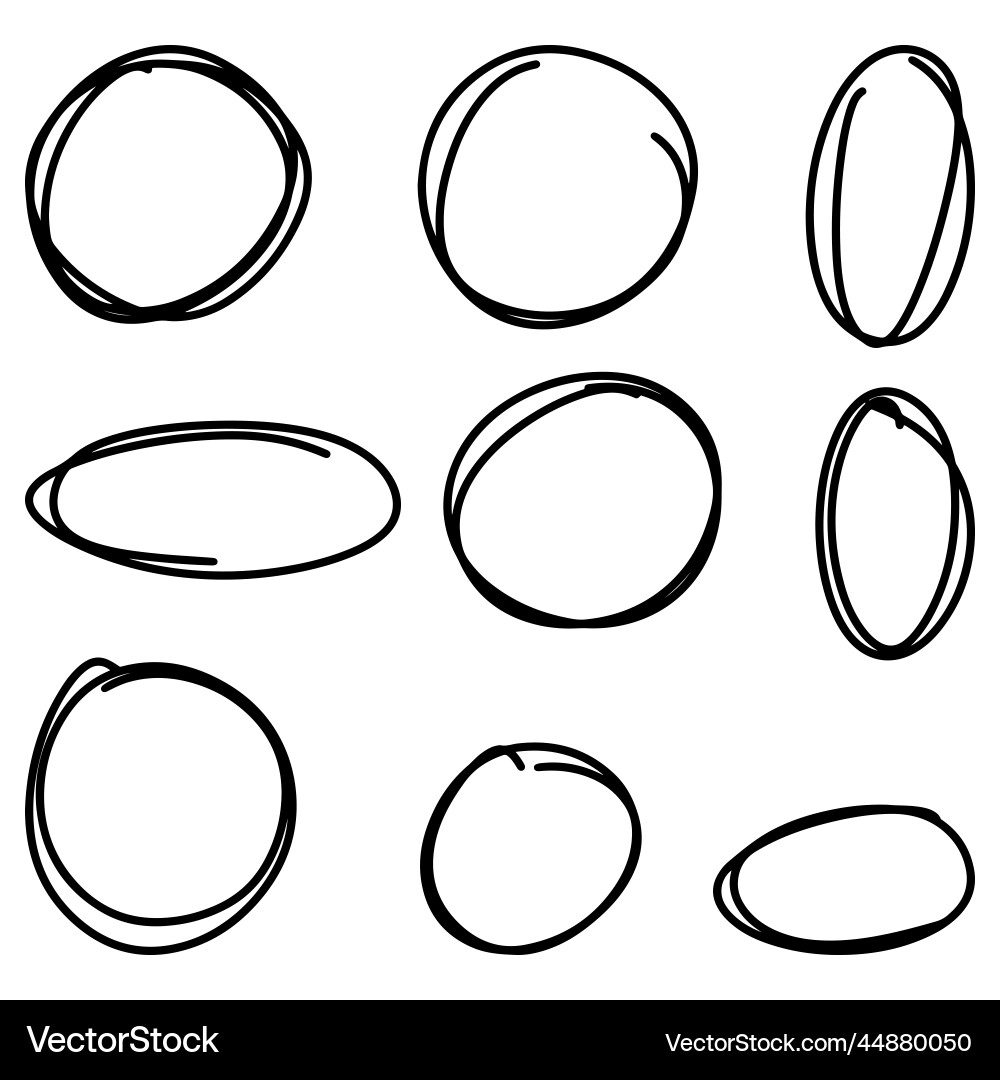 Hand drawn cartoon circle line Hand drawn cartoon circle line Vector Image