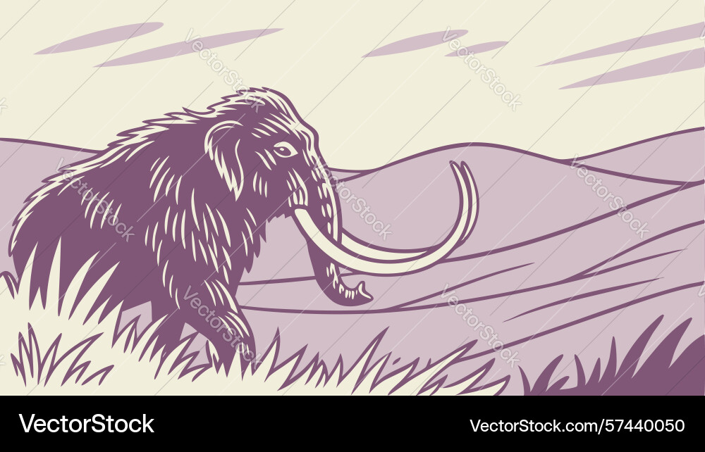 Mammoth in abstract landscape design generative ai Vector Image