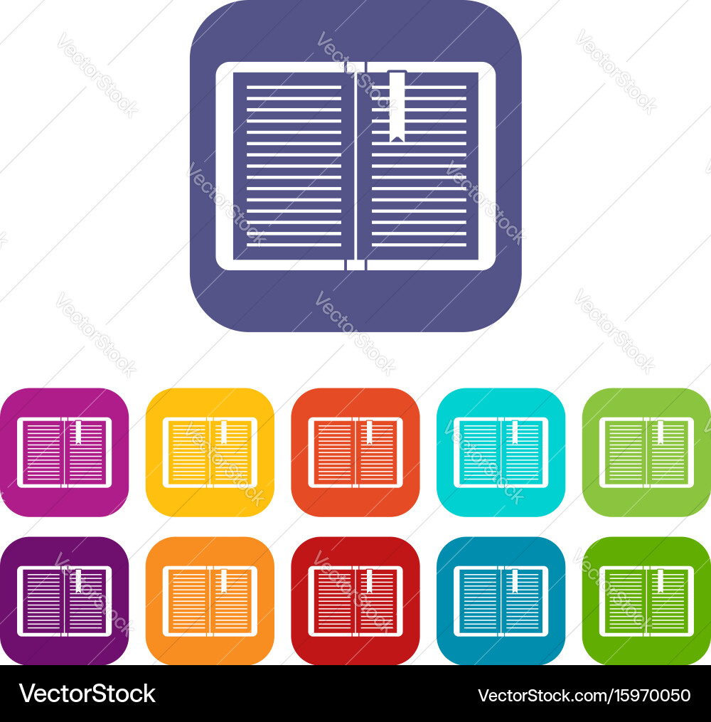 Open tutorial with bookmark icons set Vector Image