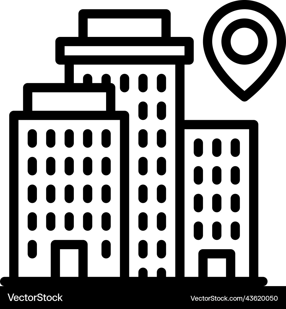 Pin with building icon location map and navigation vector image