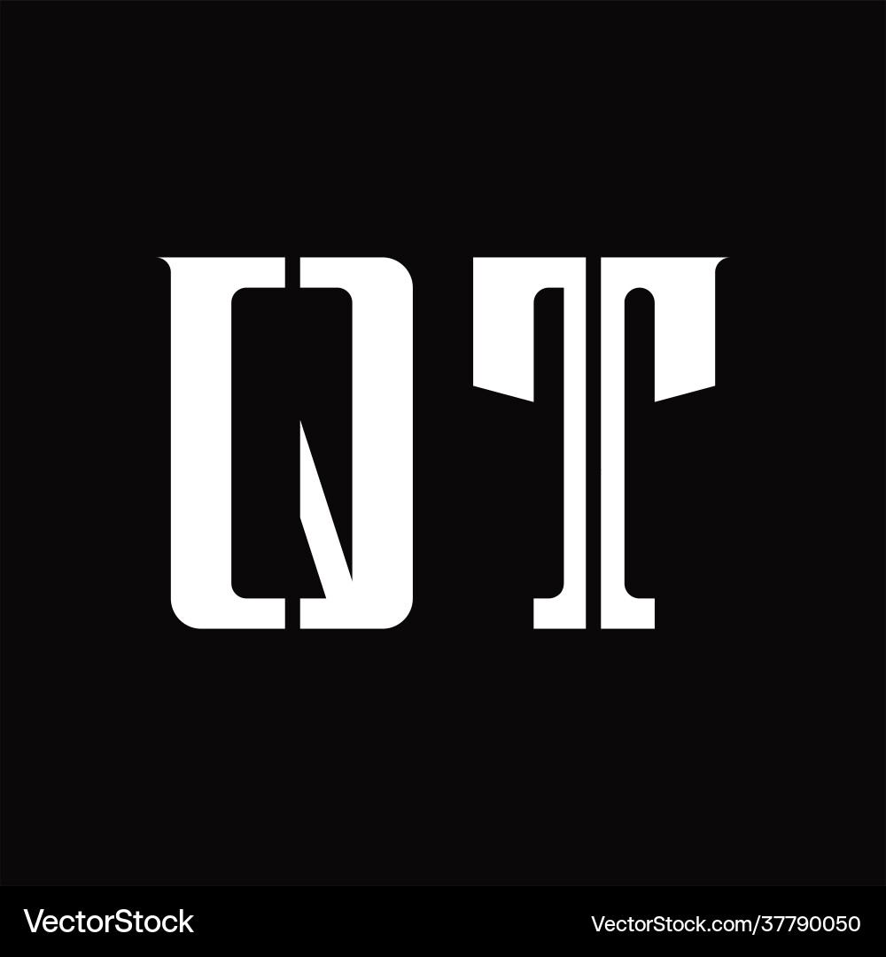 Qt logo monogram with middle slice design template Qt logo monogram with middle slice design template Vector Image