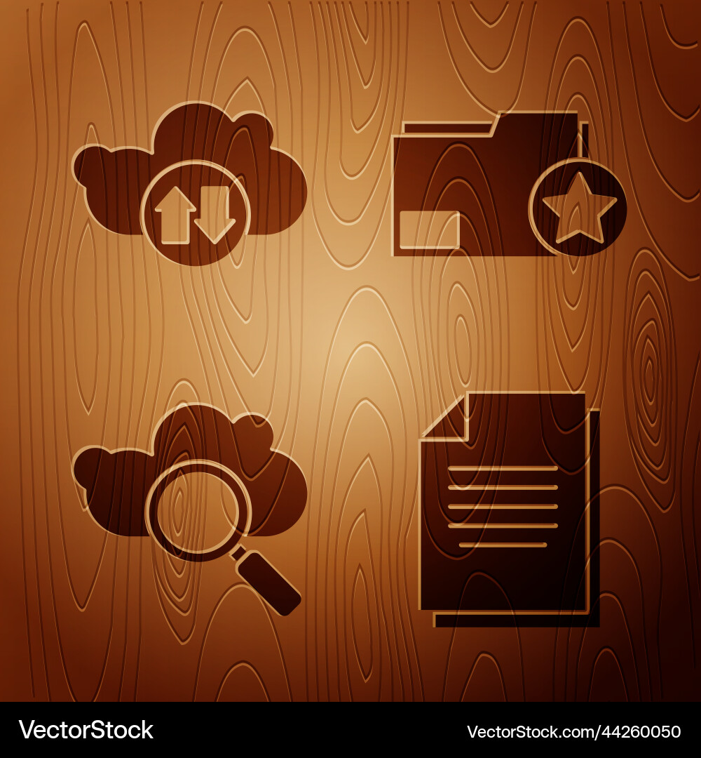 Set document cloud download and upload search Set document cloud download and upload search vector image