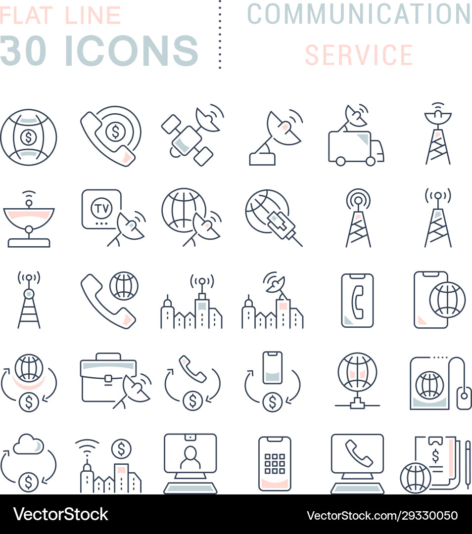 Set line icons communication service Set line icons communication service vector image
