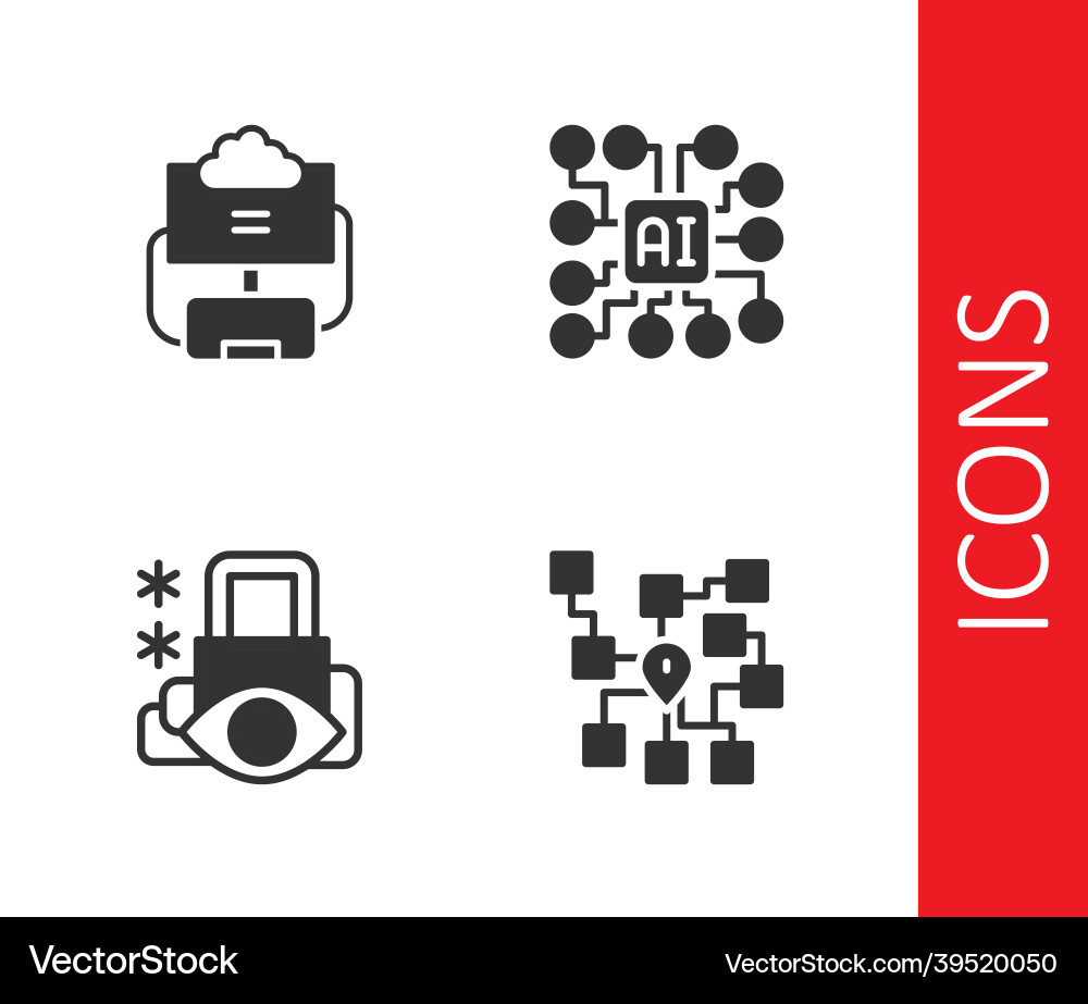 Set neural network cloud database cyber security Set neural network cloud database cyber security Vector Image