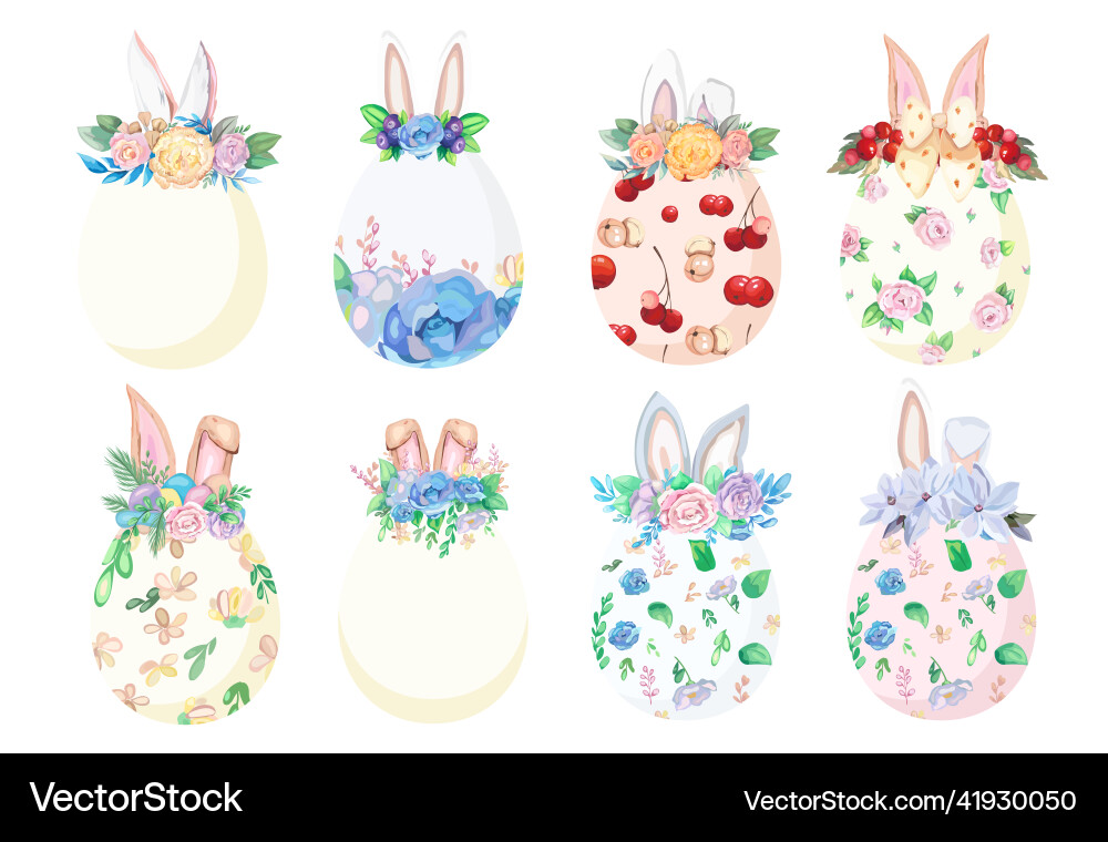 Set of easter eggs with different texture Set of easter eggs with different texture vector image