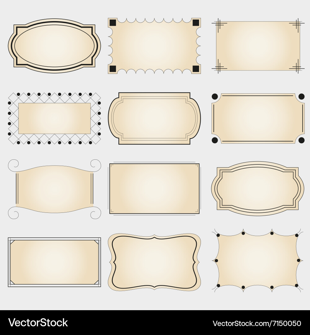 Set of simple retro borders from lines for banners Vector Image