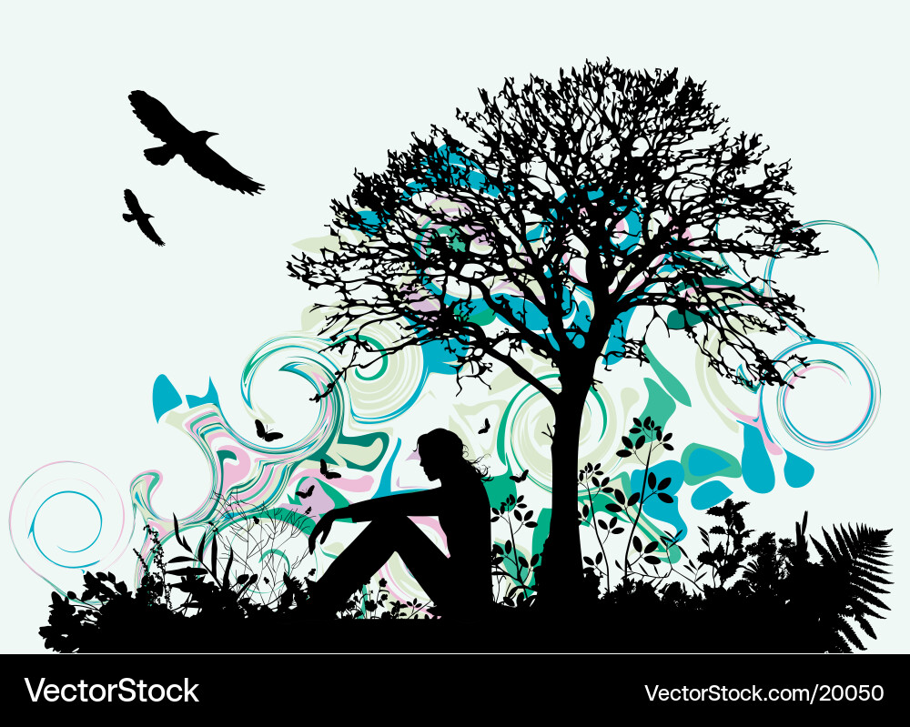 Silhouetted Tree Branch Vector Image