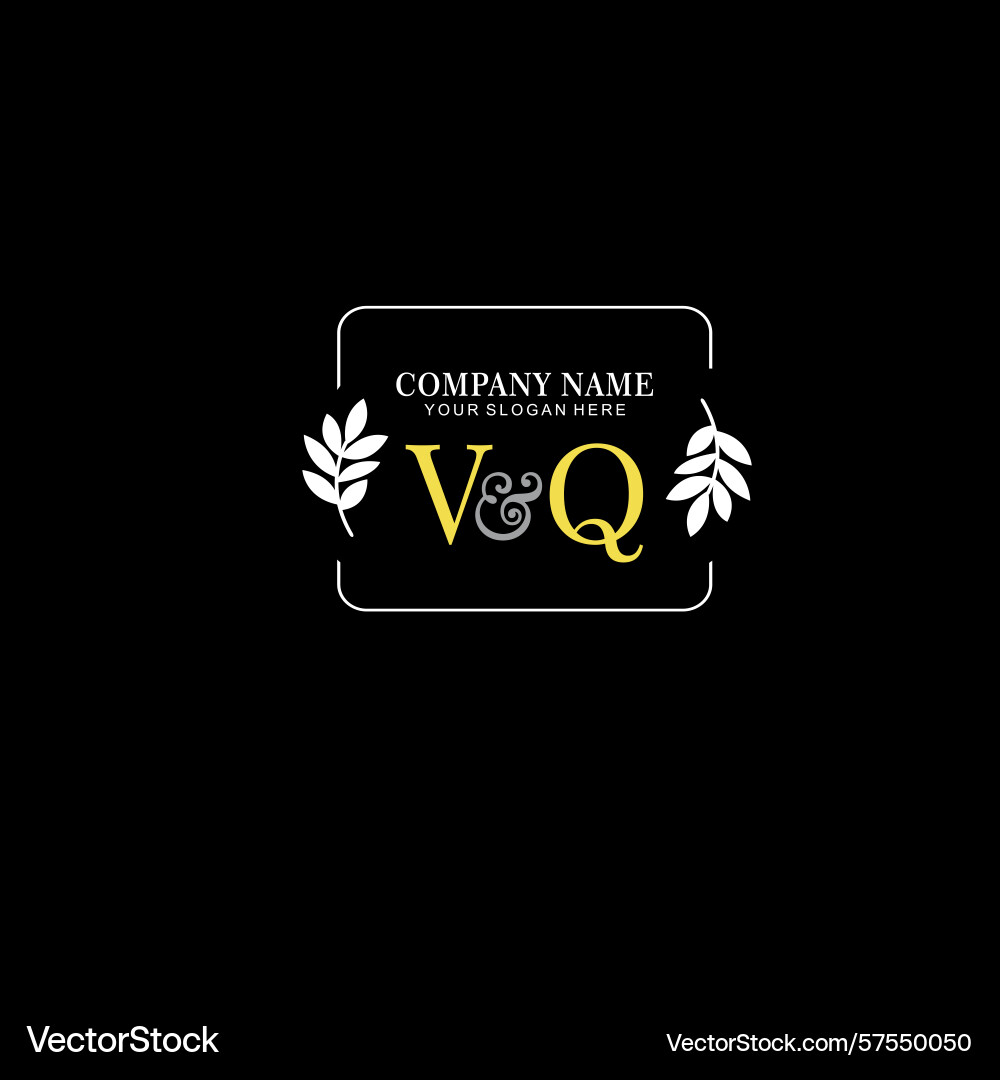 Vq initial logo with botanical circle design Vq initial logo with botanical circle design Vector Image