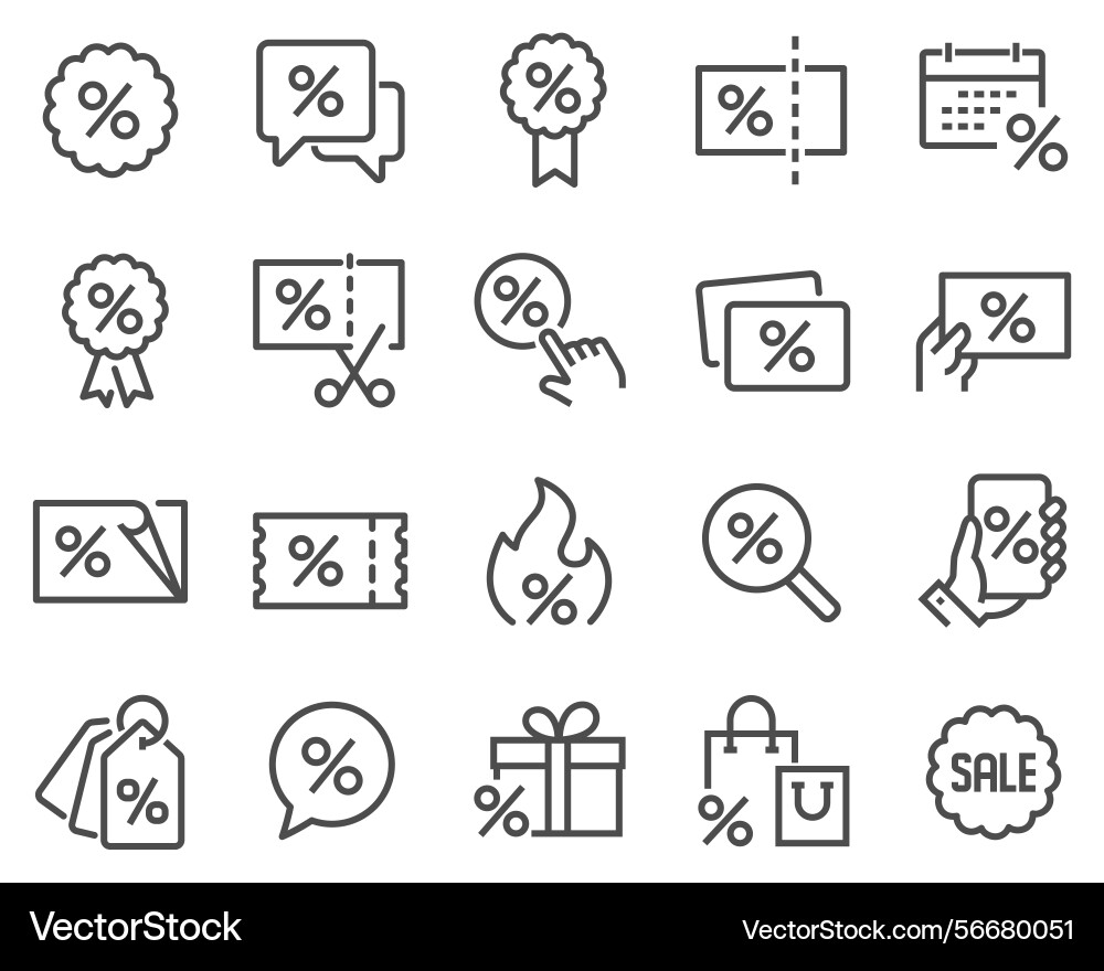 A simple set of line icons related to discount A simple set of line icons related to discount vector image