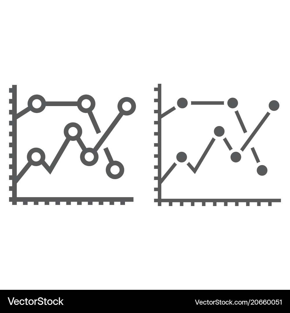 Analytics graph line and glyph icon development vector image