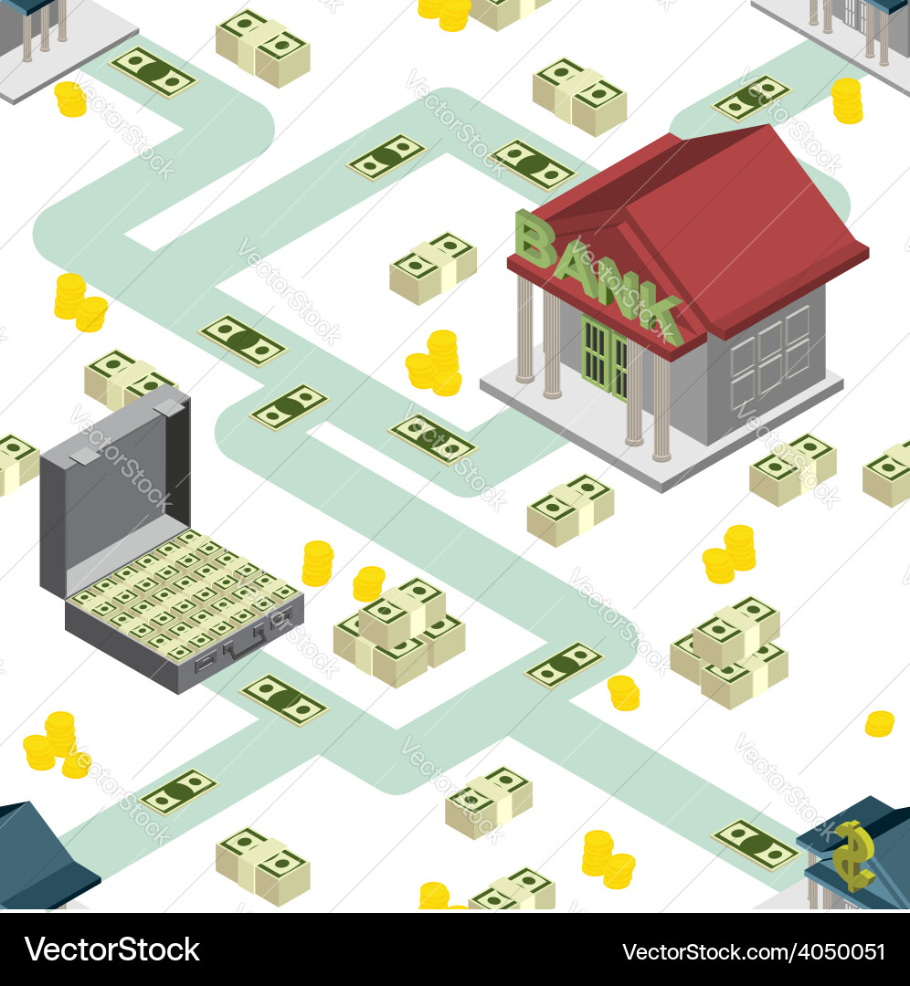 Bank pattern maps isometric background Vector Image