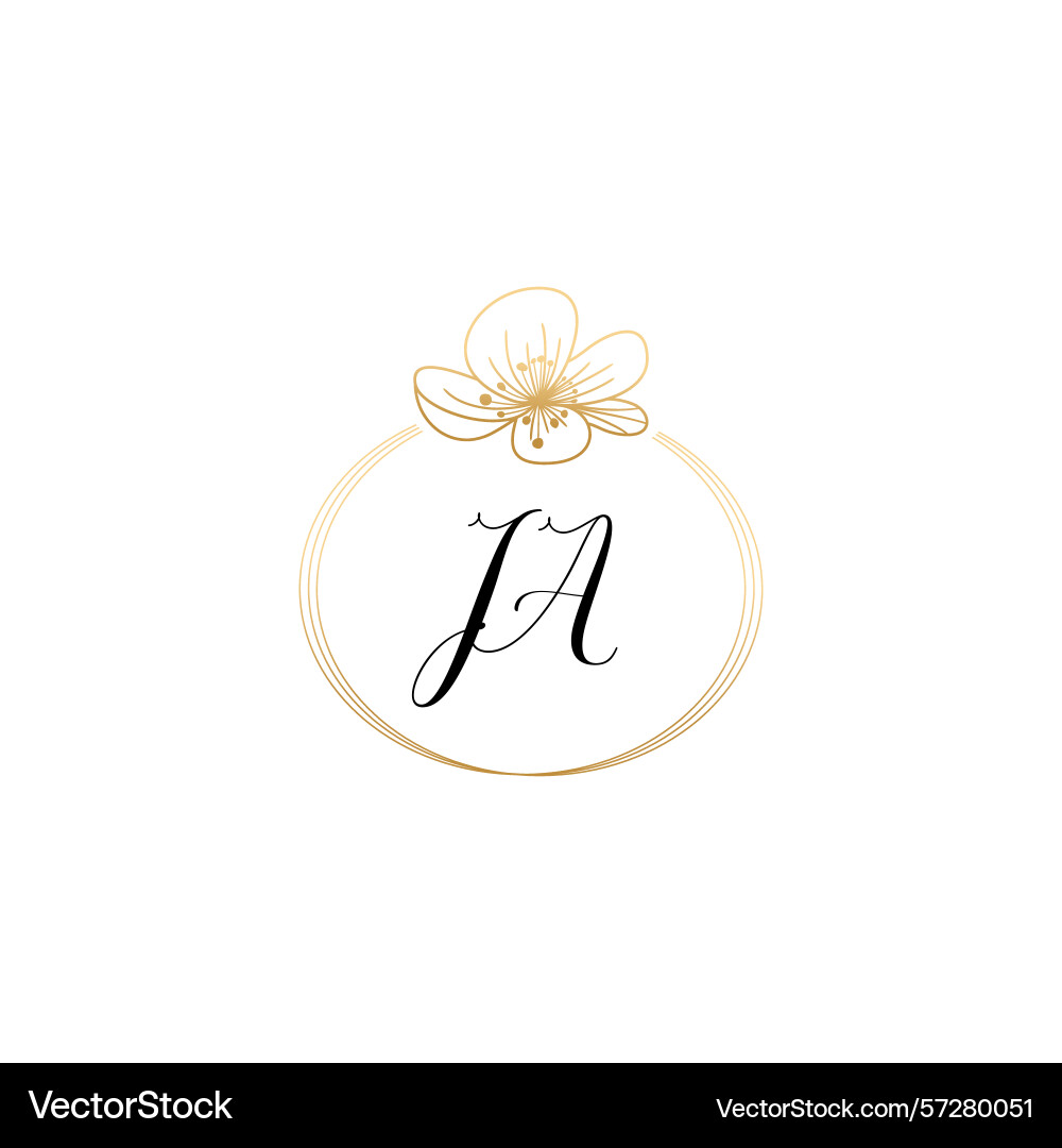 Botanical monogram logos with initial ja Vector Image