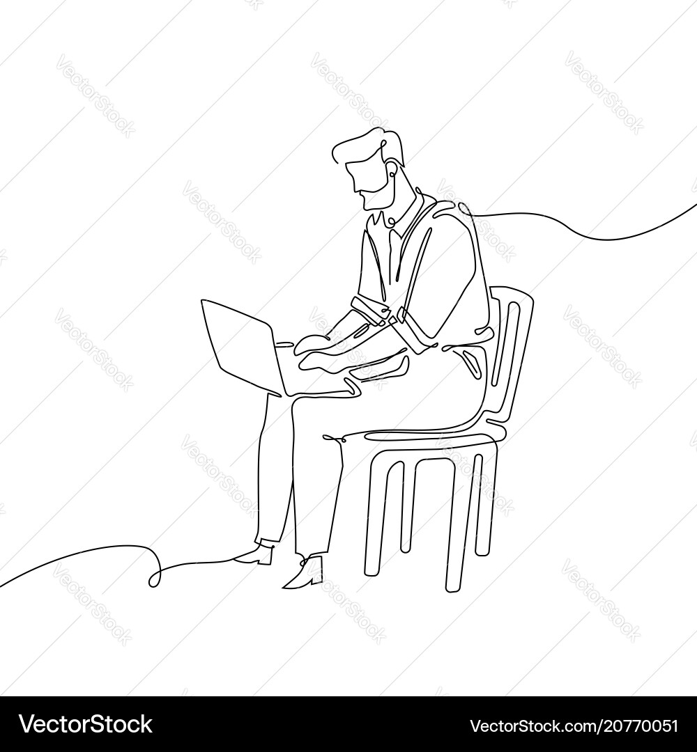 Businessman with Notebook - Continuous Line Art Vector Image