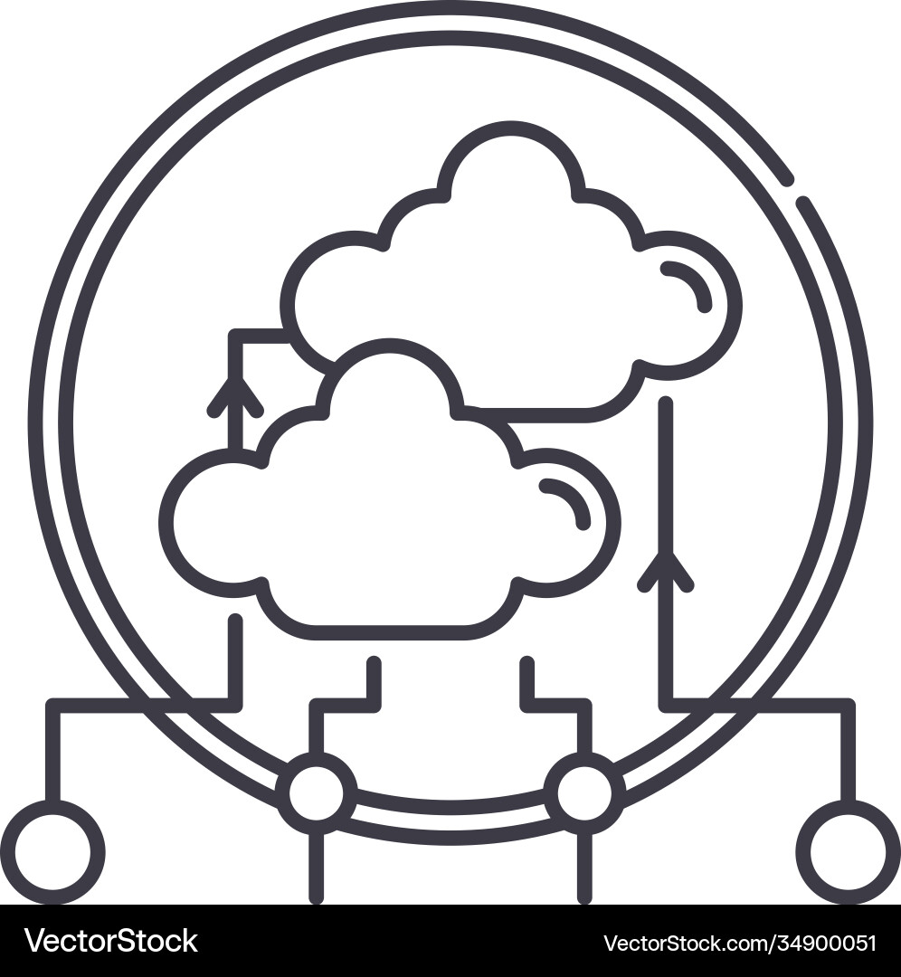 Cloud data service icon linear isolated Vector Image