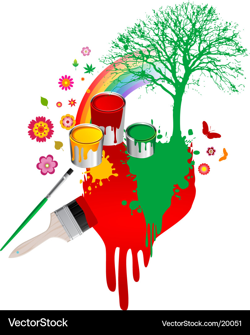 Colorful Tree Splatter Painting vector image