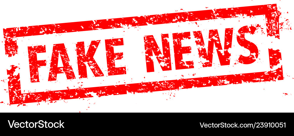 Fake news rubber stamp on a cell phone Fake news rubber stamp on a cell phone vector image