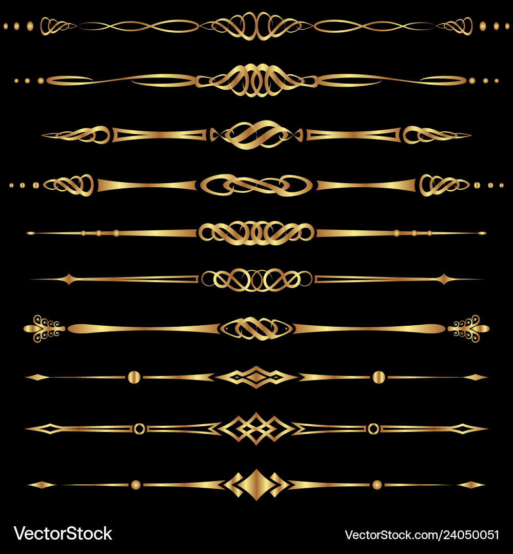 Golden Separators & Dividers Vector Image