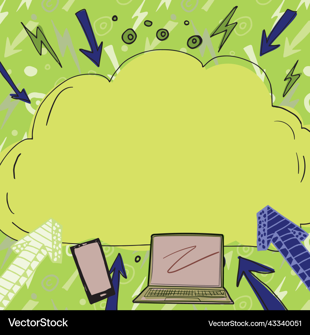 Important message written in cloud above lap top Important message written in cloud above lap top vector image