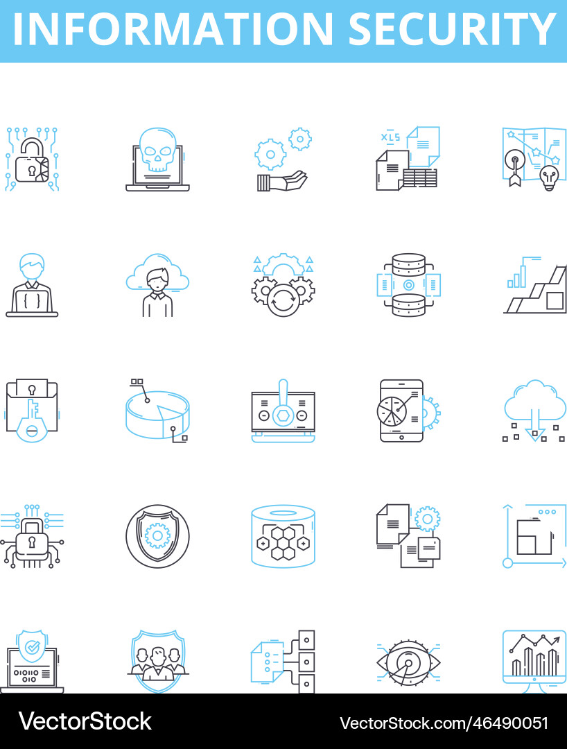 Information security line icons set data vector image