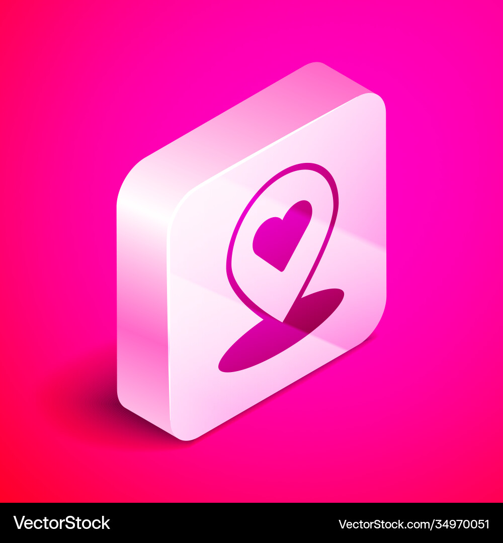 Isometric map pointer with heart icon isolated Isometric map pointer with heart icon isolated vector image