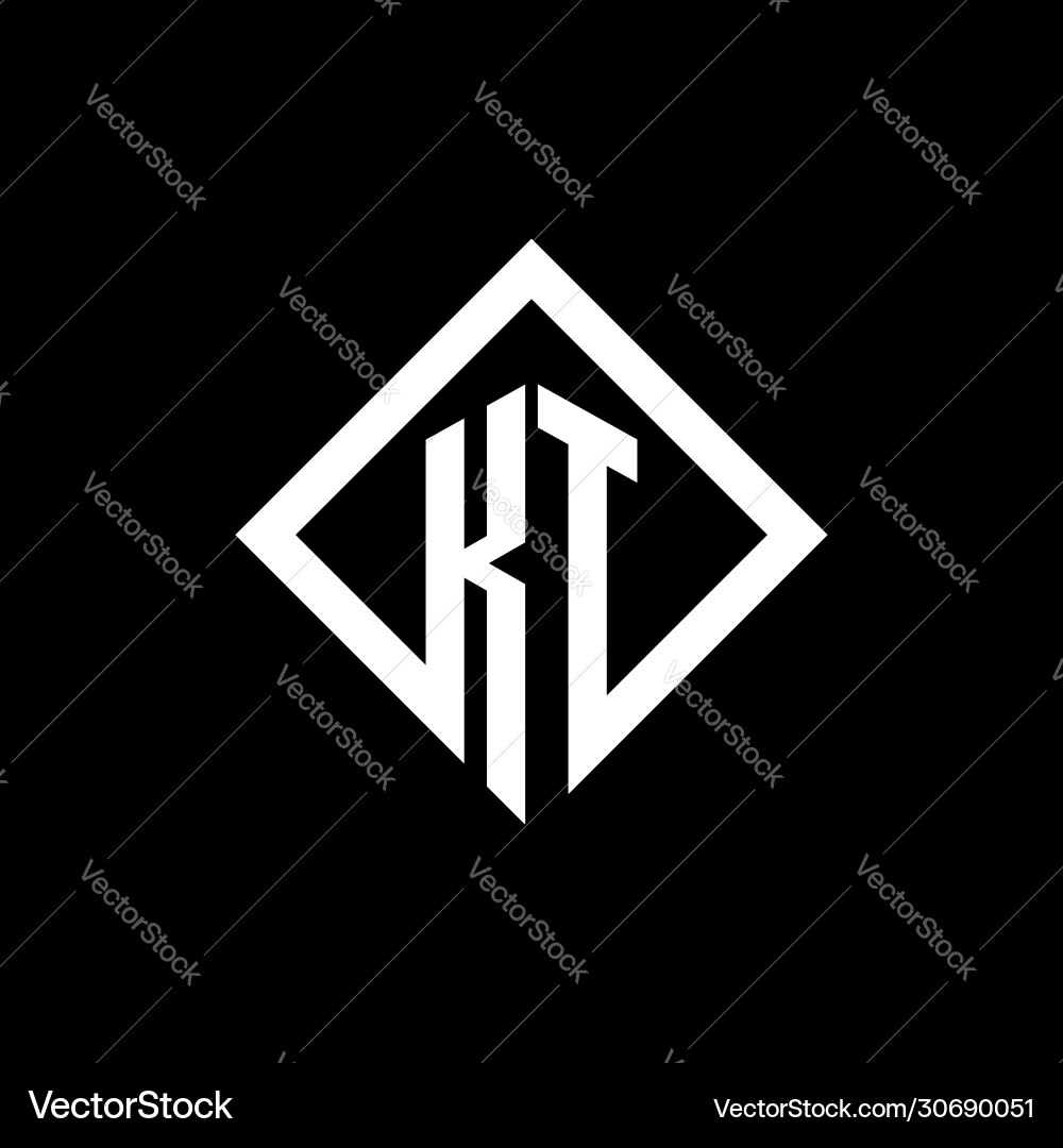 Kt logo monogram with square rotate style design vector image