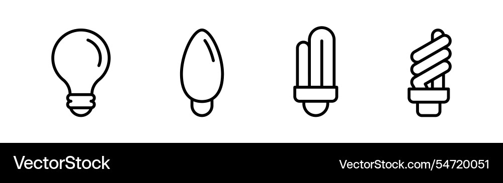 Lightbulb icon in line lamp bulb icons set Vector Image