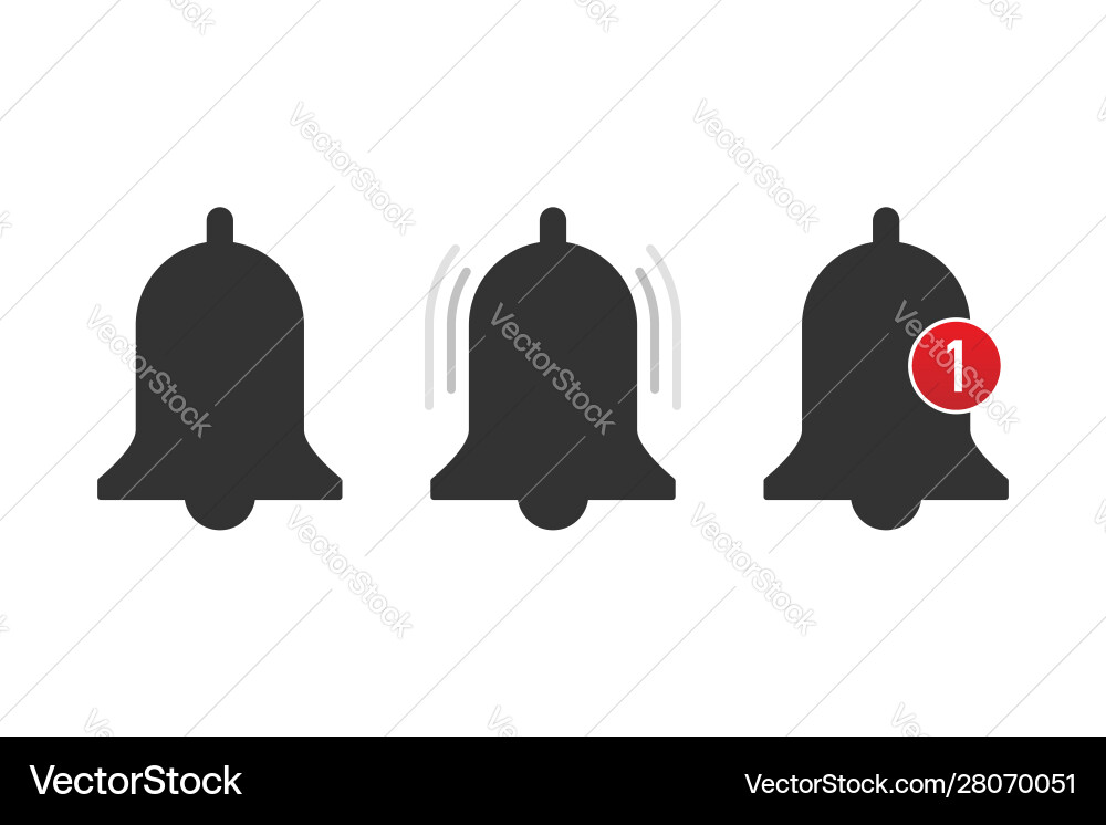 Notification bell icon for incoming inbox message Notification bell icon for incoming inbox message vector image