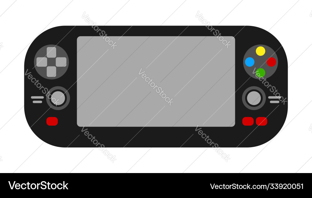 Portable game console with a screen in flat Portable game console with a screen in flat Vector Image