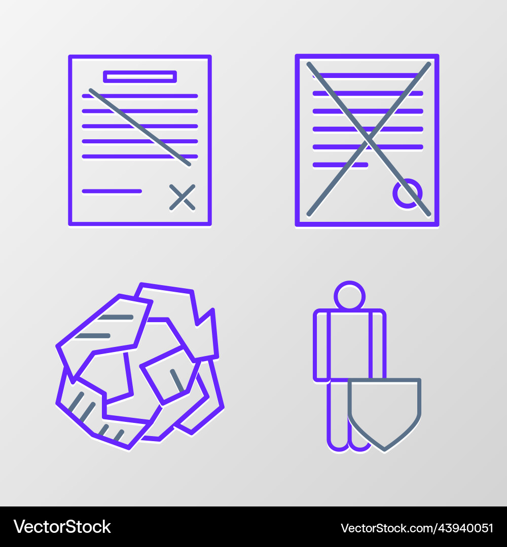 Set line life insurance with shield crumpled Set line life insurance with shield crumpled vector image