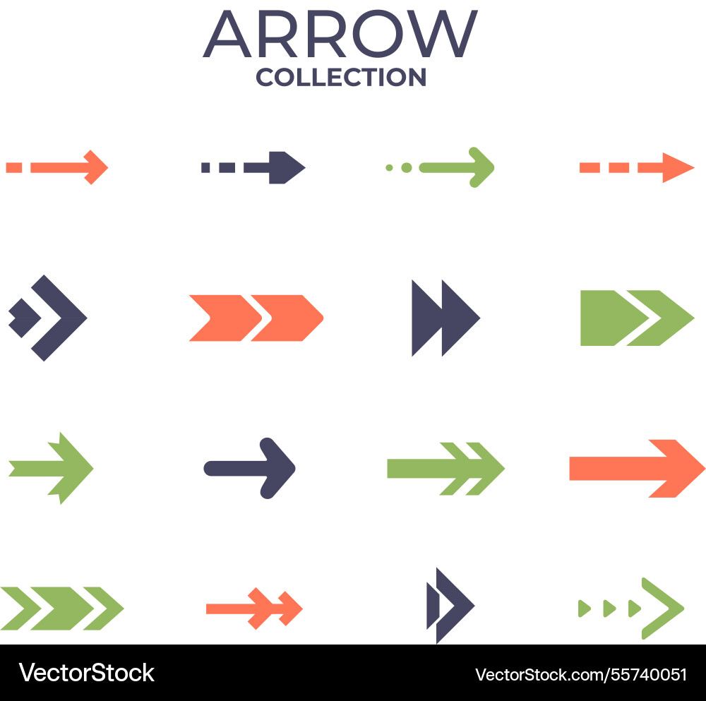 Set of colorful arrows to mark in flat style vector image