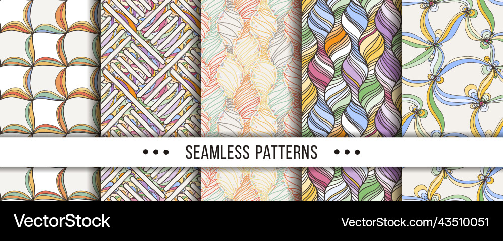 Set of seamless boho patterns with hand-drawn Set of seamless boho patterns with hand-drawn vector image