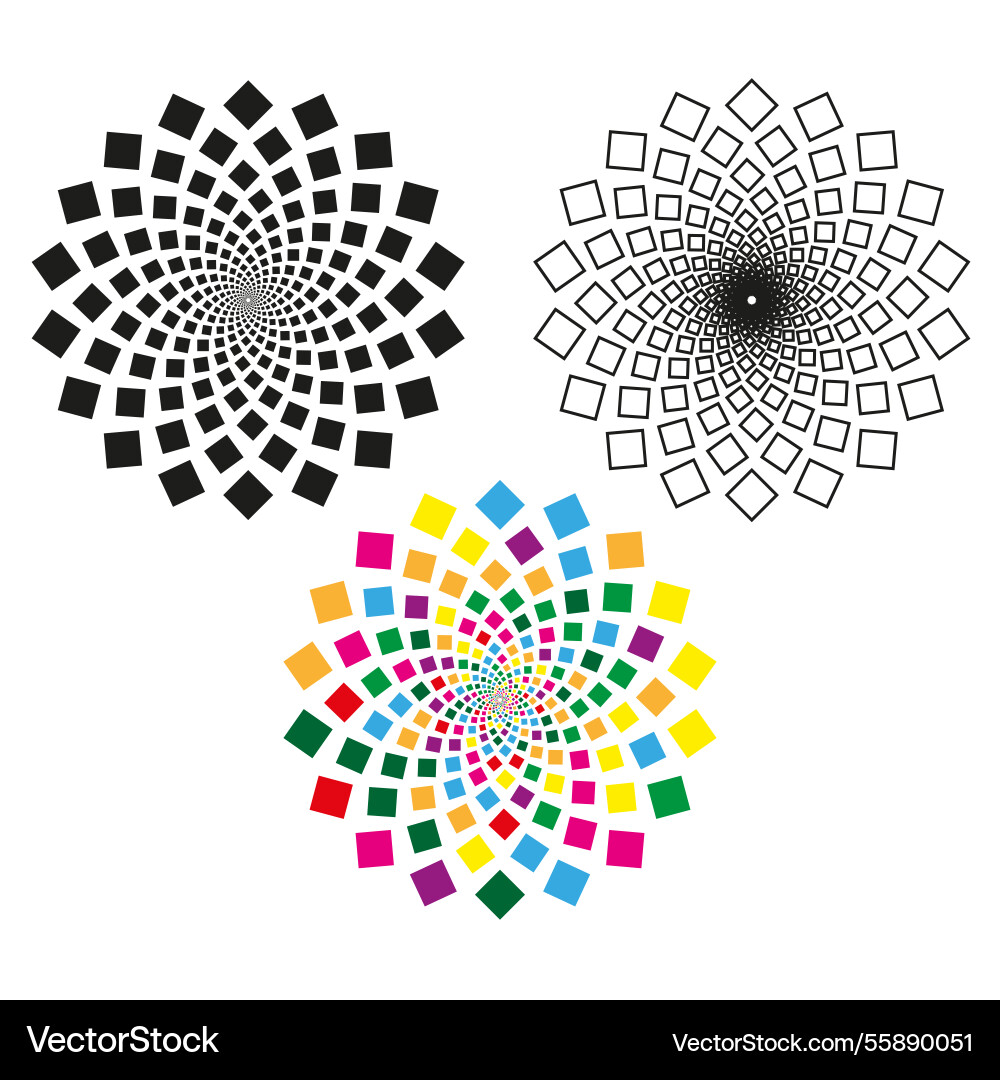 Spiral geometric shapes rotating square pattern Spiral geometric shapes rotating square pattern vector image